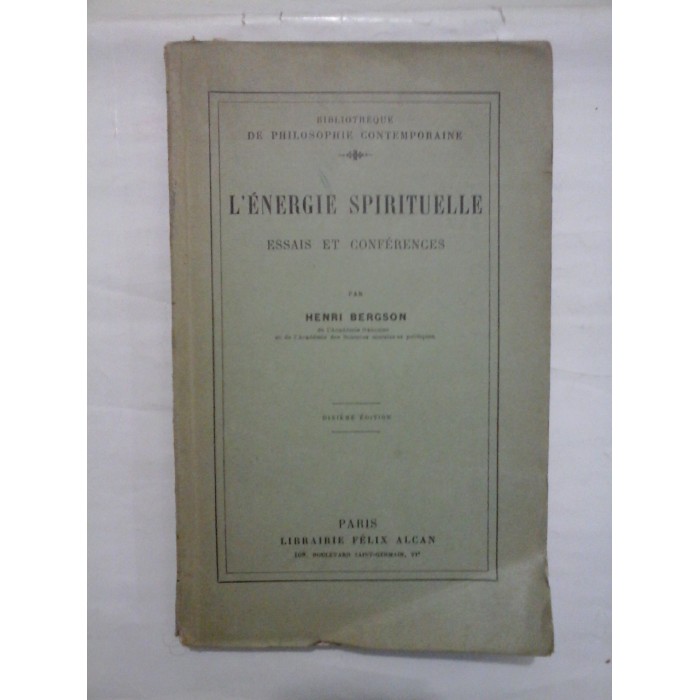 L'ENERGIE  SPIRITUELLE  ESSAIS  ET  CONFERENCES  -  HENRI  BERGSON